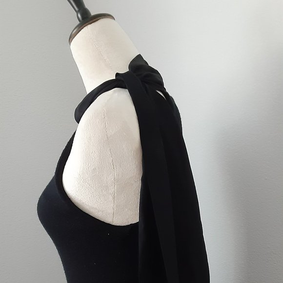 LRL Black Silk & Cashmere Tie Neck Sleeveless Sweater - size S - Picture 4 of 11